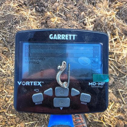 Antike Fibel mit Garrett Vortex VX9 gefunden